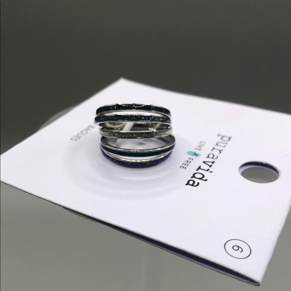 Puravida Pura Vida 5 stackable layering sparkling enamel stack rings size 6 NEW